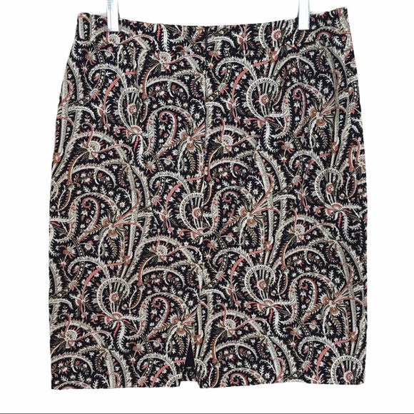 J.CREW No2 PENCIL SKIRT IN FEATHER PAISLEY SZ 8 - Picture 2 of 6